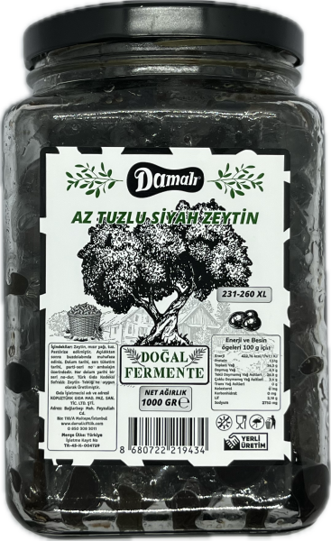 Siyah Yağlı Sele Zeytin 1000gr (XL)