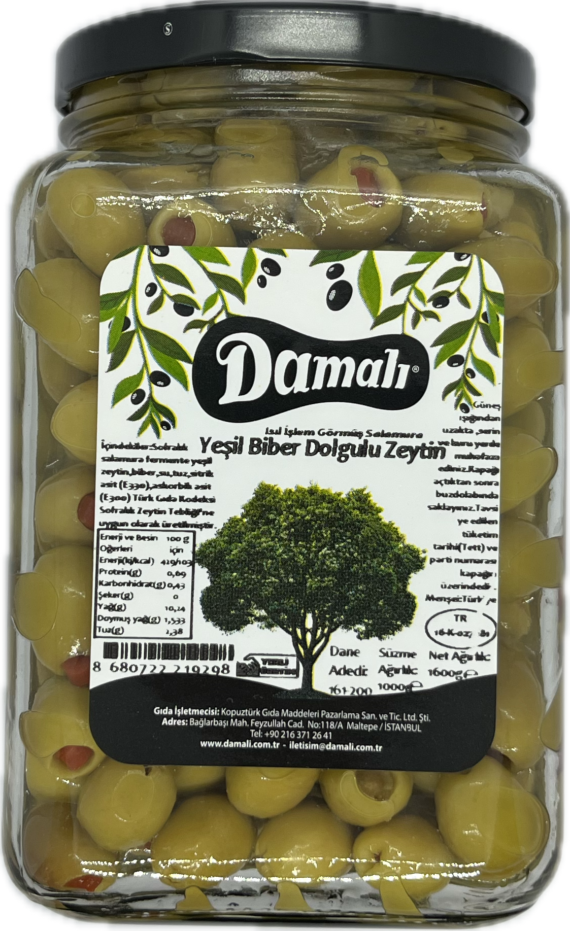 Yeşil Biberli Yeşil Zeytin 1000 gr