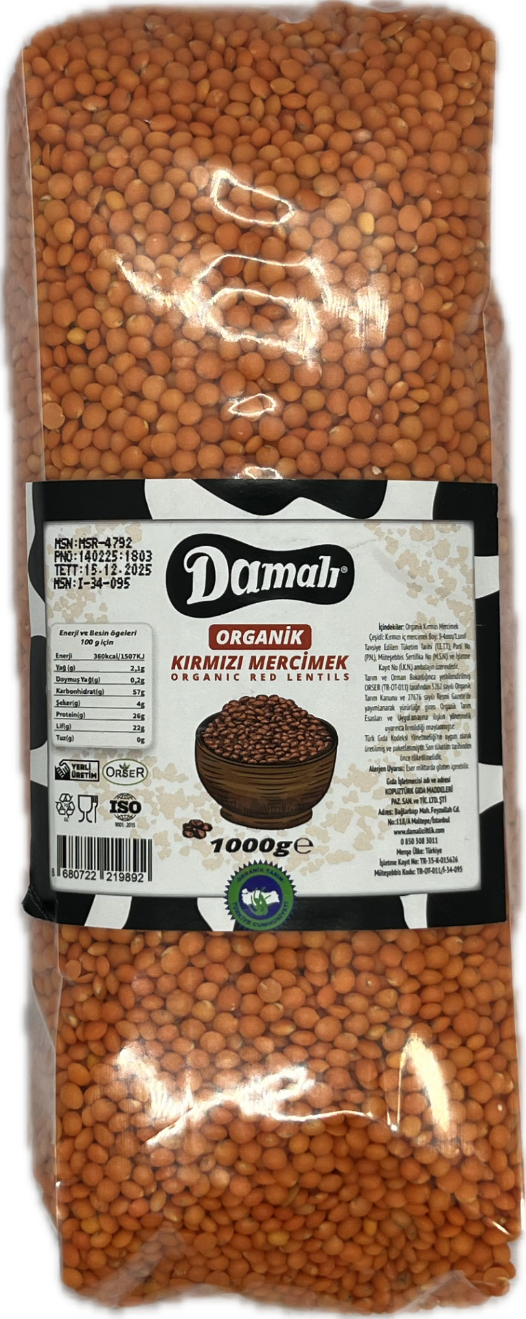 Organik Kırmızı Mercimek 1 kg