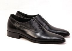 536 Siyah Zımbalı Gizli Topuklu Damat Ayakkabı
