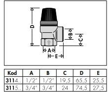 3/4'' 8 Bar Emniyet Ventili - Tahliye Vanası - CALEFFI - 311580