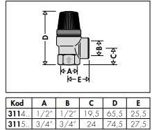 1/2'' 8 Bar Emniyet Ventili - Tahliye Vanası - CALEFFI - 311480