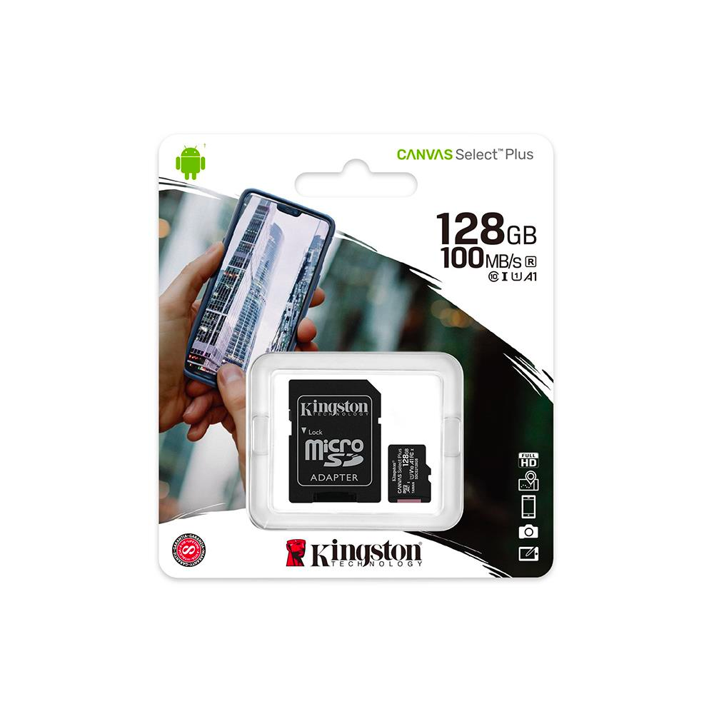 Kingston Canvas Select Plus 128 GB Class 10 Adaptörlü Hafıza Kartı (100MB/S)