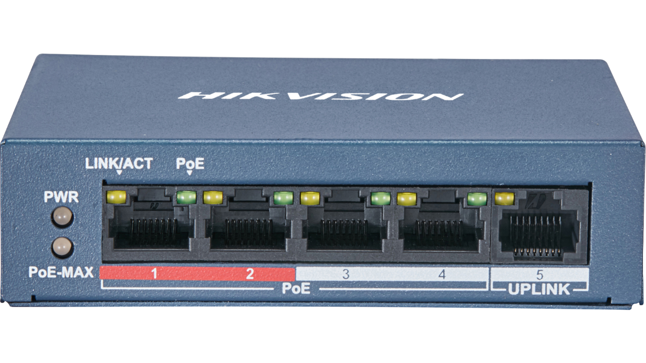 Hikvision DS-3E0105P-E/M 4 Port Fast Ethernet Yönetilemez POE Switch