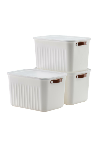 HOMENIVA 3 Adet Storage Box Mix 15 Lt Çok Amaçlı Düzenleyici Kapaklı Kutu, Dekoratif Saklama Kutusu Renkli