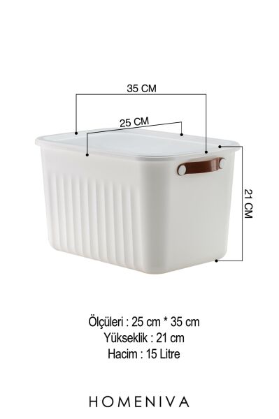 HOMENIVA 3 Adet Storage Box Mix 15 Lt Çok Amaçlı Düzenleyici Kapaklı Kutu, Dekoratif Saklama Kutusu Renkli