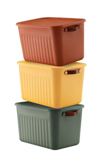 HOMENIVA 3 Adet Storage Box Mix 15 Lt Çok Amaçlı Düzenleyici Kapaklı Kutu, Dekoratif Saklama Kutusu