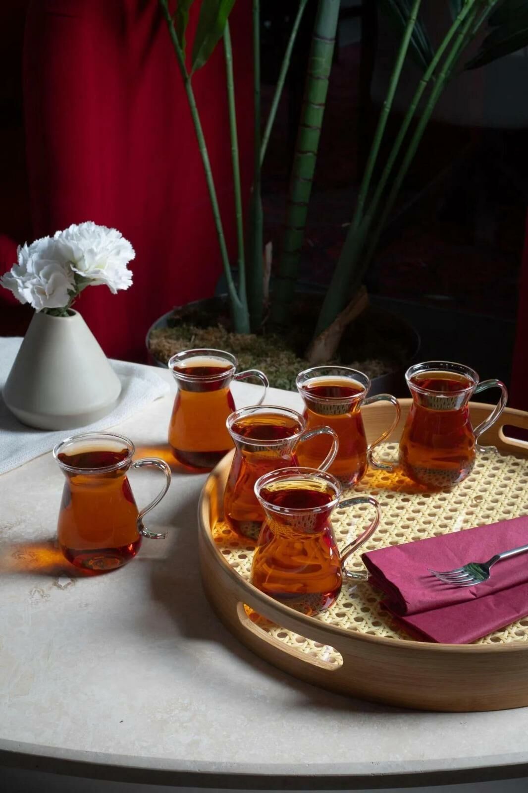 Kulplu 6’lı Borosilikat Çay Bardağı