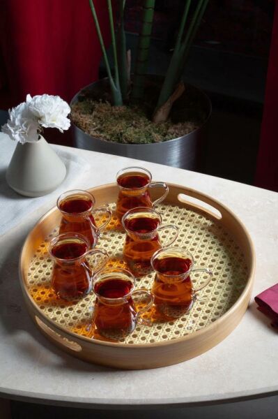 Kulplu 6’lı Borosilikat Çay Bardağı