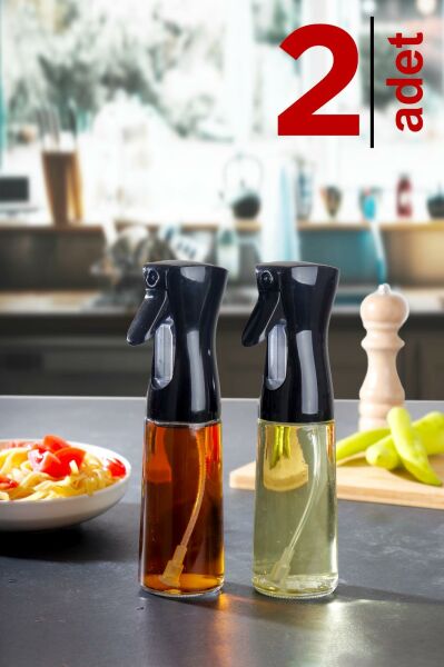 HOMENIVA 2 Adet Cam Yağlık Sirkelik – Siyah Sprey Yağdanlık 225 ml
