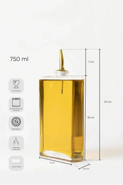 HOMENİVA 1 Adet Molivet 750ml Silver Kapak Cam Yağdanlık-Sosluk-Sirkelik