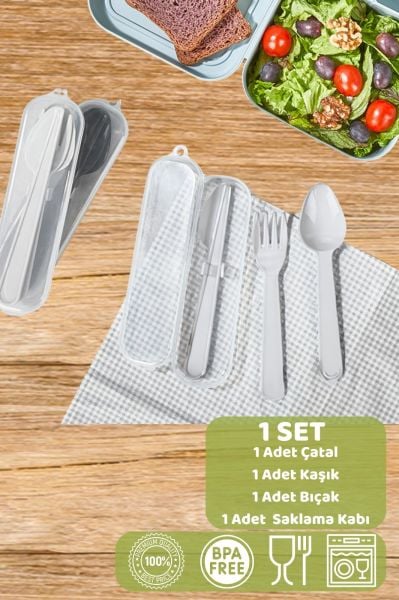 HOMENIVA Seyahat Kutulu Kaşık Çatal Bıçak Servis Seti - Piknik Seti