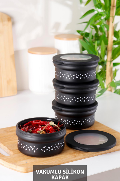 HOMENIVA 4 Adet Vakumlu Kapak Cam Saklama Kabı - Cam Kahvaltı Seti