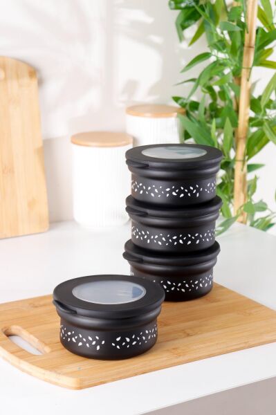HOMENIVA 4 Adet Vakumlu Kapak Cam Saklama Kabı - Cam Kahvaltı Seti
