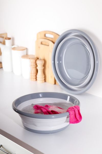 HOMENIVA 2 Adet Yuvarlak Katlanabilir Badya Set – 2 Boy Katlanır Leğen 9L – 5L