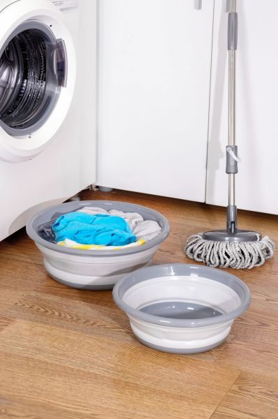 HOMENIVA 2 Adet Yuvarlak Katlanabilir Badya Set – 2 Boy Katlanır Leğen 9L – 5L