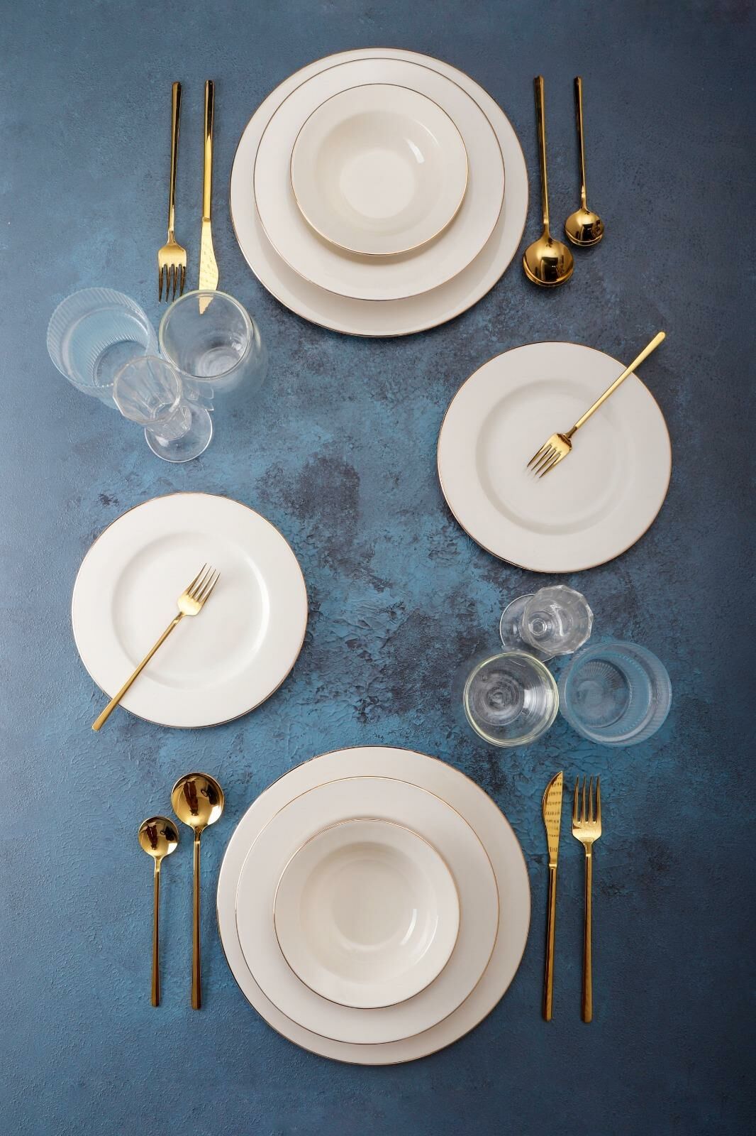 HOMENIVA Altın Yaldız 24 Parça 6 Kişilik Bone China Porselen Yemek Takımı