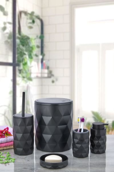 HOMENIVA Diamond Black 5’li Banyo Seti Siyah
