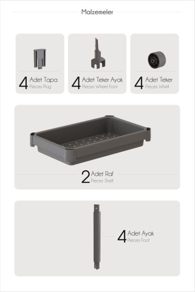 HOMENIVA 2 Katlı Tekerlekli Banyo Rafı, Tuvalet Kağıtlık, Havluluk, Deterjanlık, Makyaj Organizer Siyah