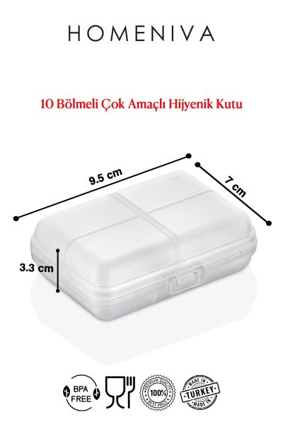10 Bölmeli Kilitlenir Kapaklı İlaç Kutusu, BPA İçermez