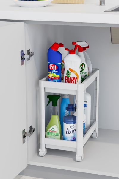 HOMENIVA 2 Adet Banyo Dolabı, Mutfak Tezgah Ve Evye Altı Beyaz