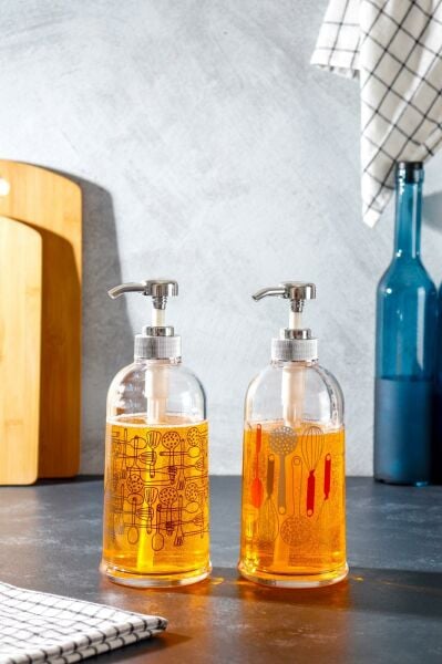 HOMENIVA Arow 2'li Sıvı Sabun Ve Bulaşık Deterjanı Şişesi 500 ml