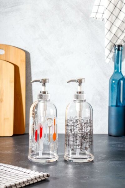 HOMENIVA Arow 2'li Sıvı Sabun Ve Bulaşık Deterjanı Şişesi 500 ml