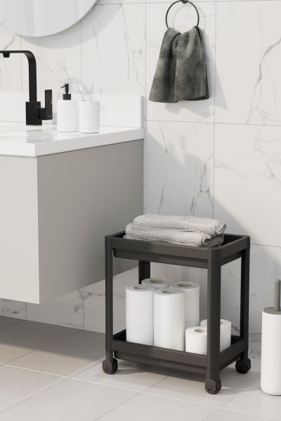 HOMENIVA 2 Adet Banyo Dolabı, Mutfak Tezgah Ve Evye Altı Siyah