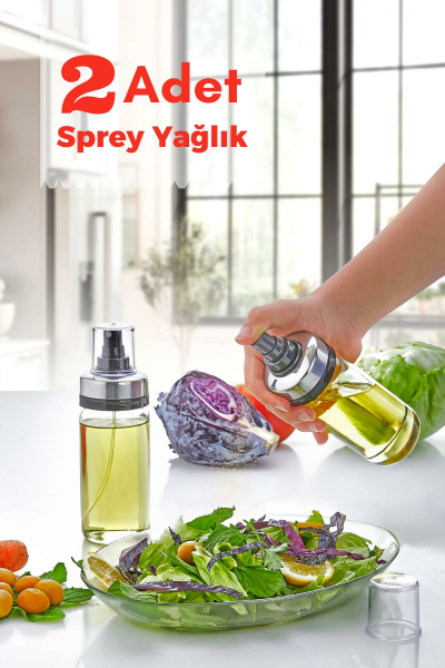 HOMENIVA 2’li Premium Metal Kapak Sprey Yağlık - Airfryer Sprey Yağlık - 245cc