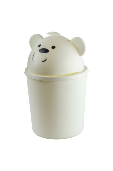 HOMENIVA Bears Mini Masaüstü Çöp Kutusu 1 LT Kırık Beyaz
