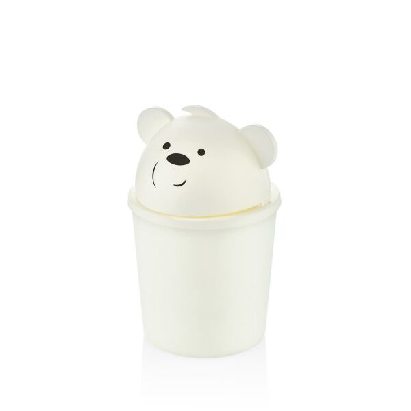 HOMENIVA Bears Mini Masaüstü Çöp Kutusu 1 LT Kırık Beyaz
