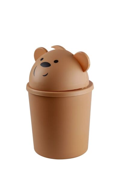 HOMENIVA Bears Mini Masaüstü Çöp Kutusu 1 LT Sütlü Kahve