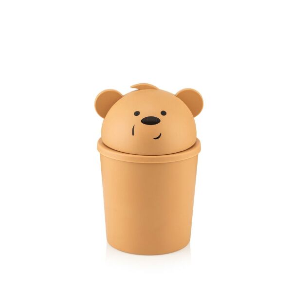 HOMENIVA Bears Mini Masaüstü Çöp Kutusu 1 LT Sütlü Kahve