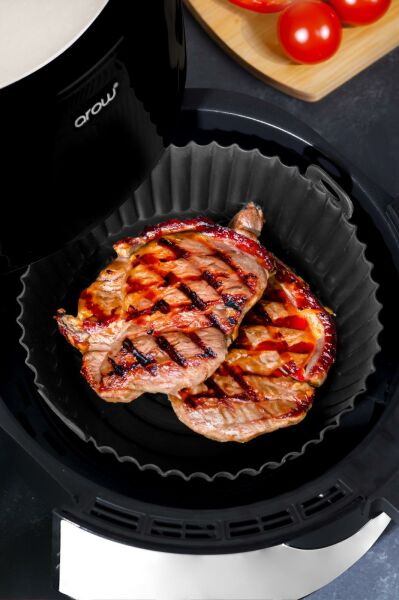 HOMENIVA 2 Adet Silikon Air Fryer Pişirme Kabı İthal - Tüm Cihazlara Uyumlu - Siyah