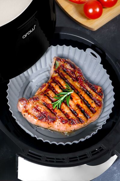 HOMENIVA 2 Adet Silikon Air Fryer Pişirme Kabı İthal - Tüm Cihazlara Uyumlu - Gri