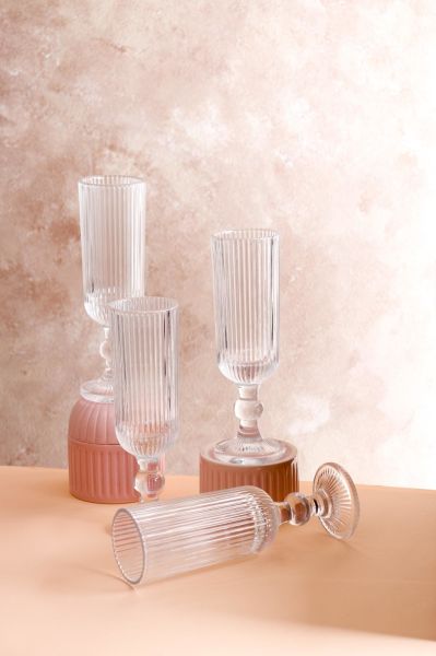 HOMENIVA Aster 4 Adet Uzun Cam Kadeh – Kahve Yanı Bardak 160 ML