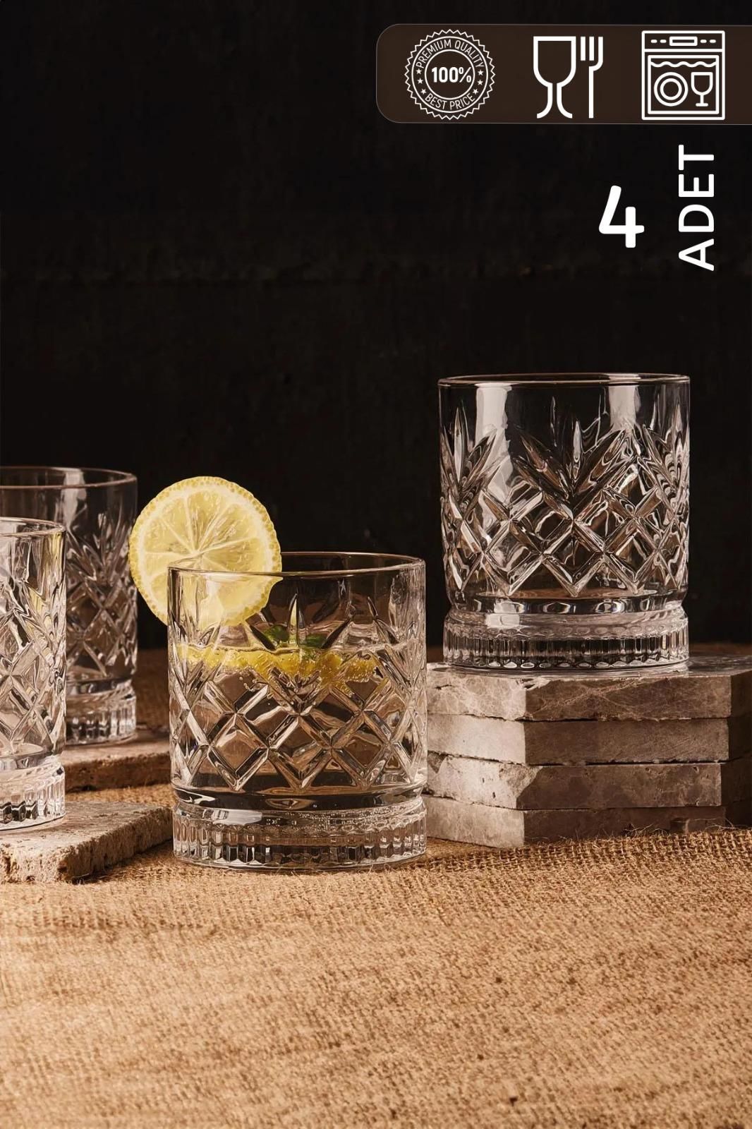 HOMENIVA Agave 4’lü Cam Bardak Seti 220 ml