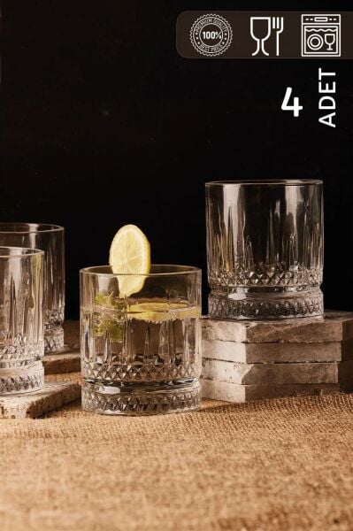 HOMENIVA Elysia 4’lü Cam Bardak Seti 220 ml