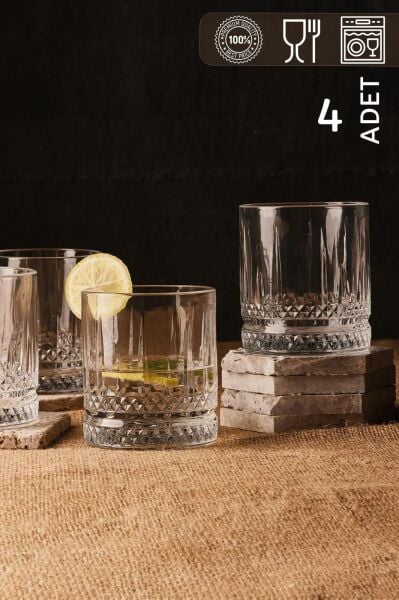 HOMENIVA Elysia 4’lü Cam Bardak Seti 370 ml