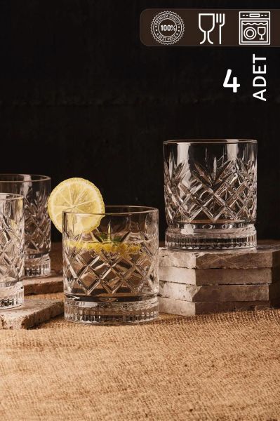 HOMENIVA Agave 4’lü Cam Bardak Seti 370 ml