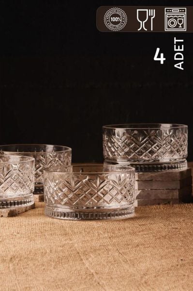 HOMENIVA Agave 4’lü Cam Kase Seti 460 ml