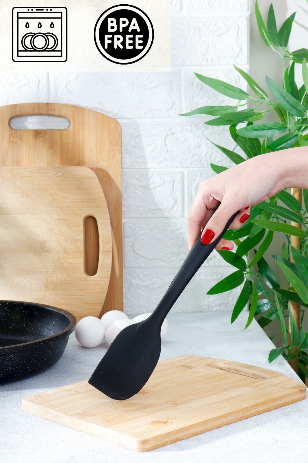 HOMENIVA 1 Adet Siyah Silikon Yan Spatula
