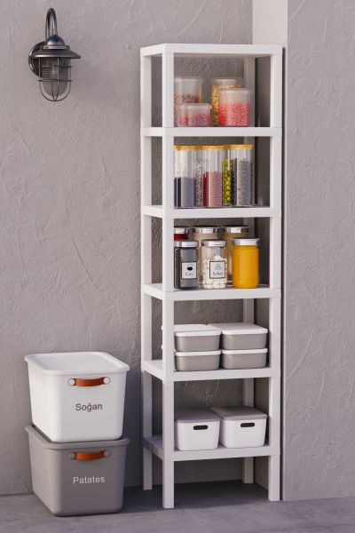 HOMENIVA 6 Katlı Ombeg Düzenleyici Banyo Rafı, Havluluk, Deterjanlık Makyaj Organizer Beyaz
