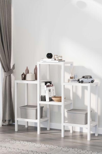 HOMENIVA 6 Katlı Ombeg Düzenleyici Banyo Rafı, Havluluk, Deterjanlık Makyaj Organizer Beyaz