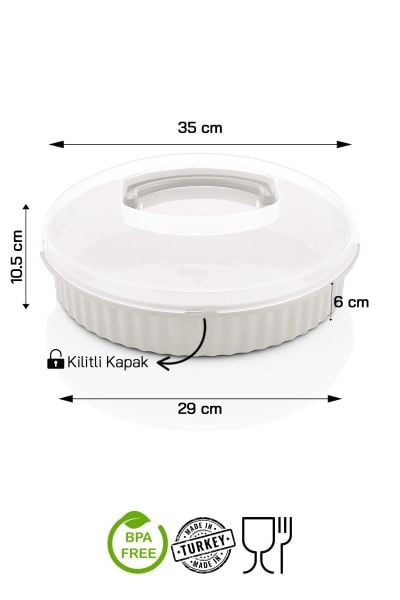 Pasta Kek Börek Taşıma Kabı Çok Amaçlı Saklama Kutusu 3800 ml Saklama Kabı Beyaz