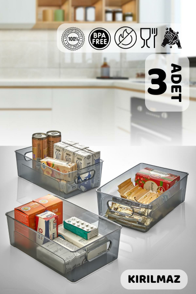 3’lü Maxi Platin Buzdolabı Ve Dolap Içi Organizeri - Kırılmaz Ultra Sağlam