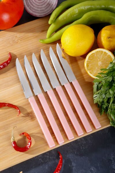 HOMENIVA 6'lı Sedef Saplı Lüks Meyve Bıçağı Pembe
