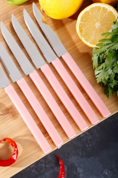 HOMENIVA 6'lı Sedef Saplı Lüks Meyve Bıçağı Pembe
