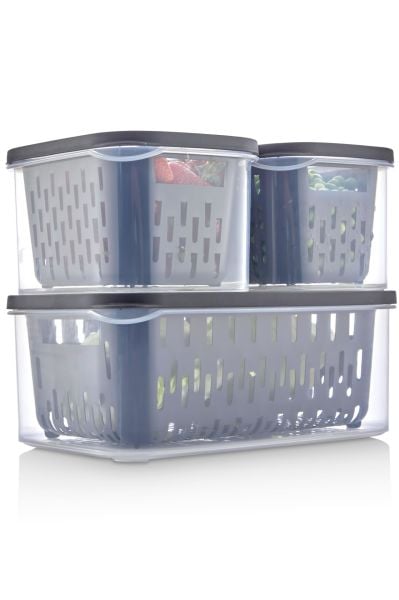 9 Parça Şeffaf Fresh Süzgeçli Buzdolabı Saklama Seti
