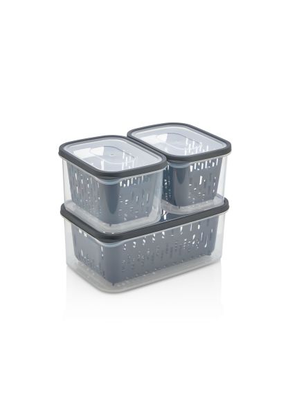9 Parça Şeffaf Fresh Süzgeçli Buzdolabı Saklama Seti